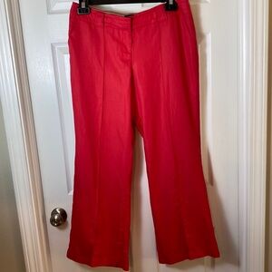 Body By Victoria Linen Viscose Trouser Red Front Pleated Pant Side Pocket Marisa